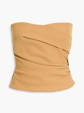 Simons Icone Strapless Ruched Bustier Top in Camel